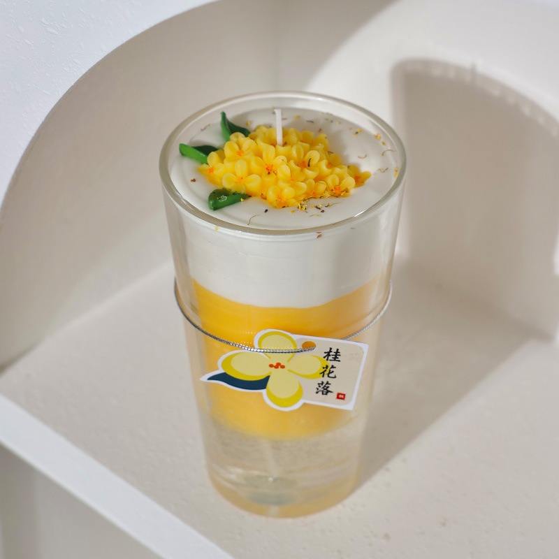 Osmanthus Lotus Glass Cup Atmosphere Gift Fragrance Blind Box Wholesale Creative Styling Wax Scented Candles