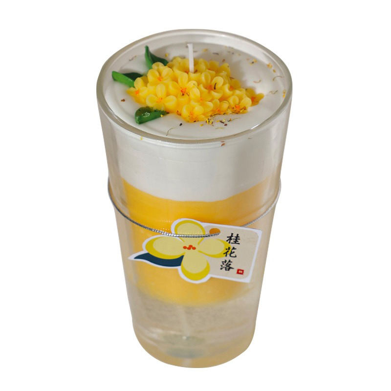 Osmanthus Lotus Glass Cup Atmosphere Gift Fragrance Blind Box Wholesale Creative Styling Wax Scented Candles