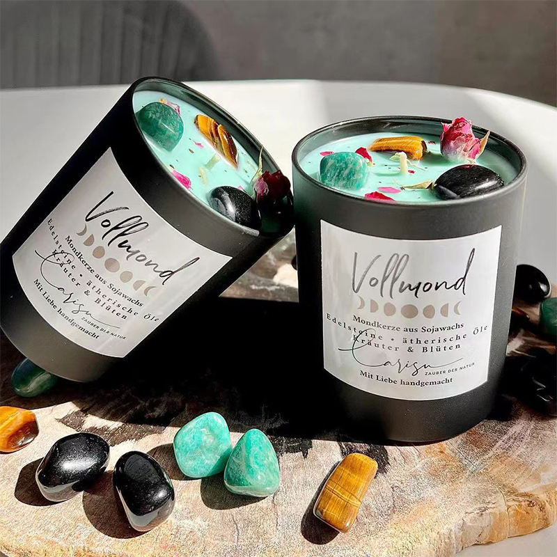 Dried Flower Decor Colored Ceramic Jars Candle Oem/Odm Customizable Logo Fragrance Soy Crystal Candles