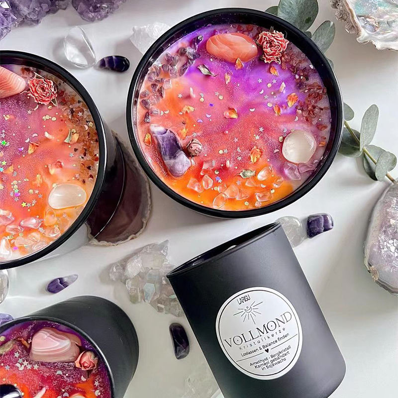 Dried Flower Decor Colored Ceramic Jars Candle Oem/Odm Customizable Logo Fragrance Soy Crystal Candles