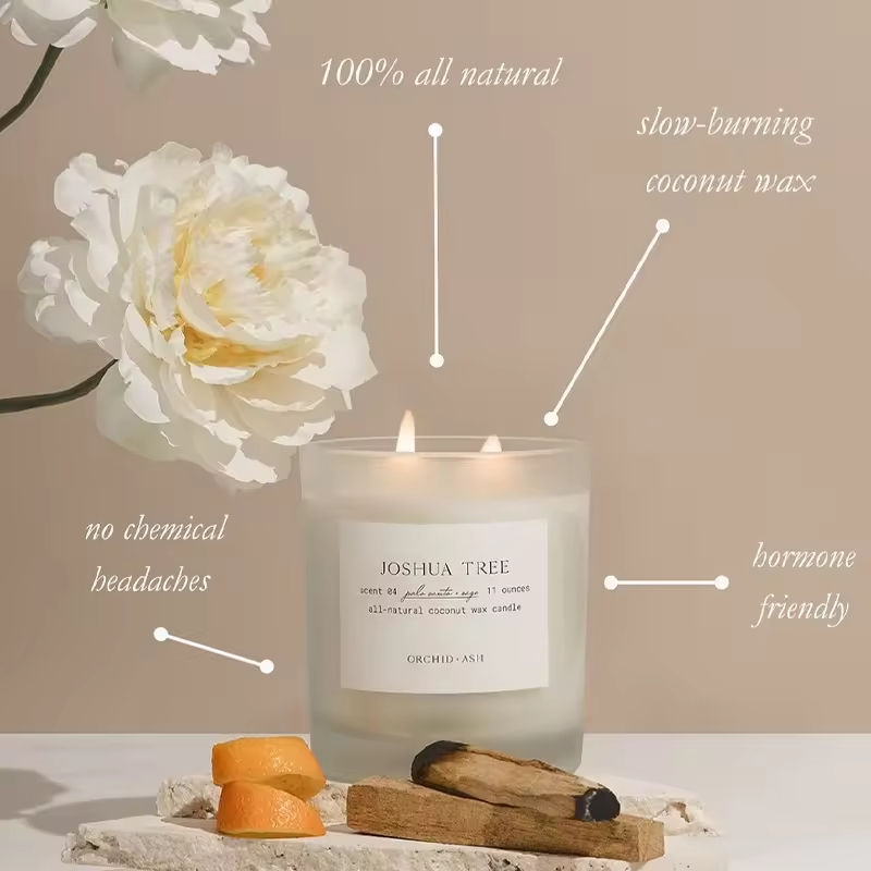 AIKUN Customized Advanced Sense Frosted Glass Scented Candle Jar Handmade Natural Smokeless Soy Wax Scented Candle