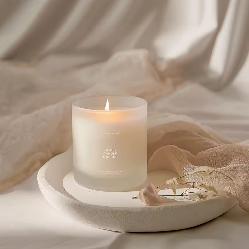 AIKUN Customized Advanced Sense Frosted Glass Scented Candle Jar Handmade Natural Smokeless Soy Wax Scented Candle
