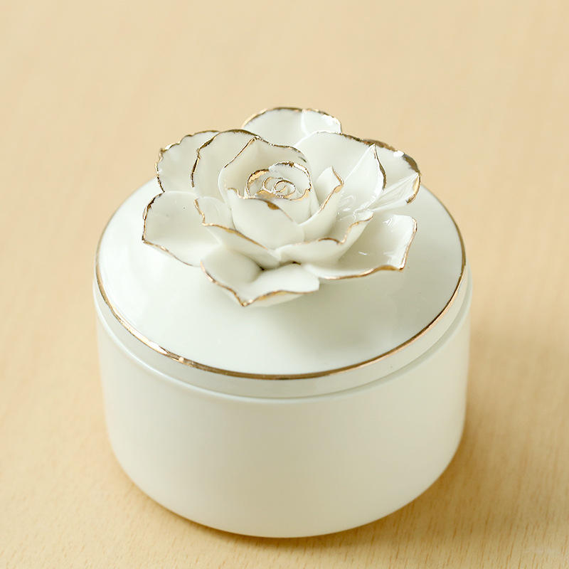 AIKUN Scandinavian Style Ins Hand-Painted Flowers Ceramic Jar Creative Companion Decorative Aromatherapy Fragrance Aroma Candles