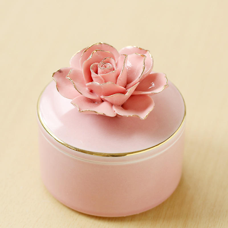 AIKUN Scandinavian Style Ins Hand-Painted Flowers Ceramic Jar Creative Companion Decorative Aromatherapy Fragrance Aroma Candles