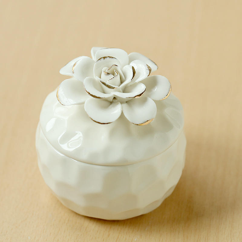 AIKUN Scandinavian Style Ins Hand-Painted Flowers Ceramic Jar Creative Companion Decorative Aromatherapy Fragrance Aroma Candles