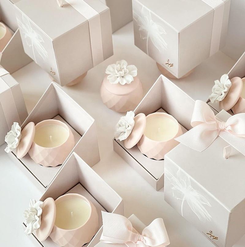 AIKUN Scandinavian Style Ins Hand-Painted Flowers Ceramic Jar Creative Companion Decorative Aromatherapy Fragrance Aroma Candles