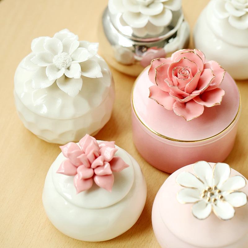 AIKUN Scandinavian Style Ins Hand-Painted Flowers Ceramic Jar Creative Companion Decorative Aromatherapy Fragrance Aroma Candles