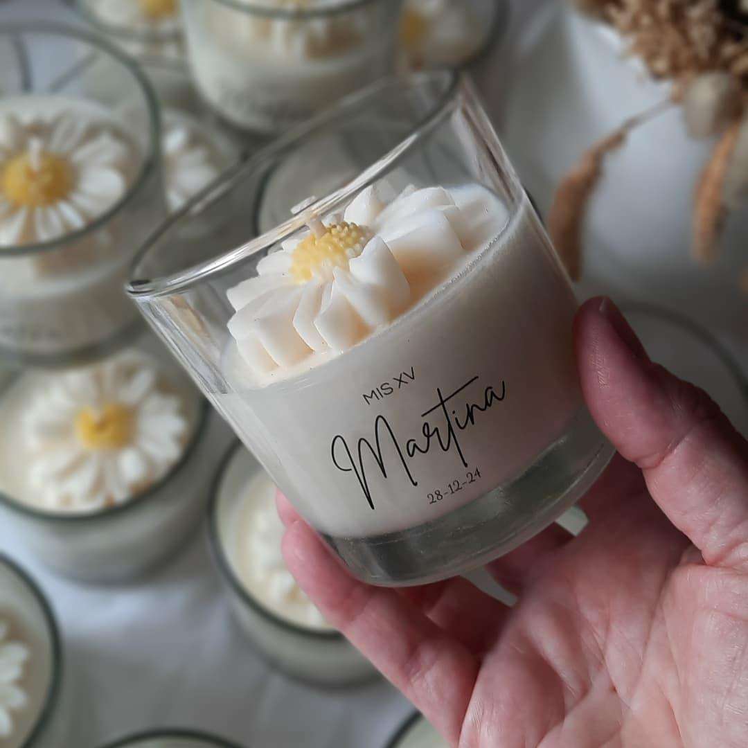 AIKUN Home Decor Candle Jars Luxury Scented Candle Transparent Small Glass Jar Unique Daisy Design Candles