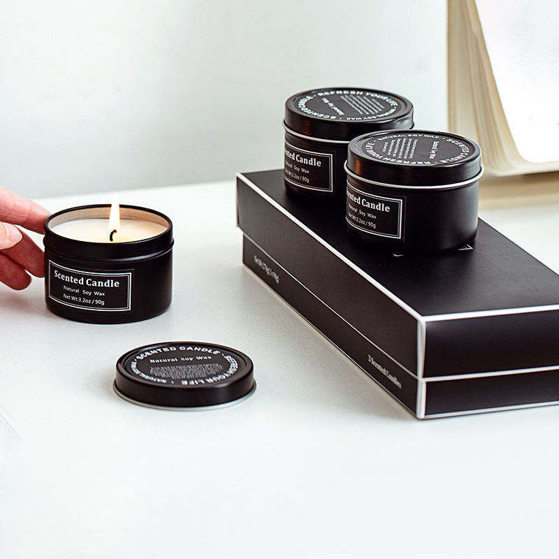 AIKUN Exquisite Black Iron Jar Candle Aroma Candle Wedding Gift Scented Candle With One Box Has Three Jars