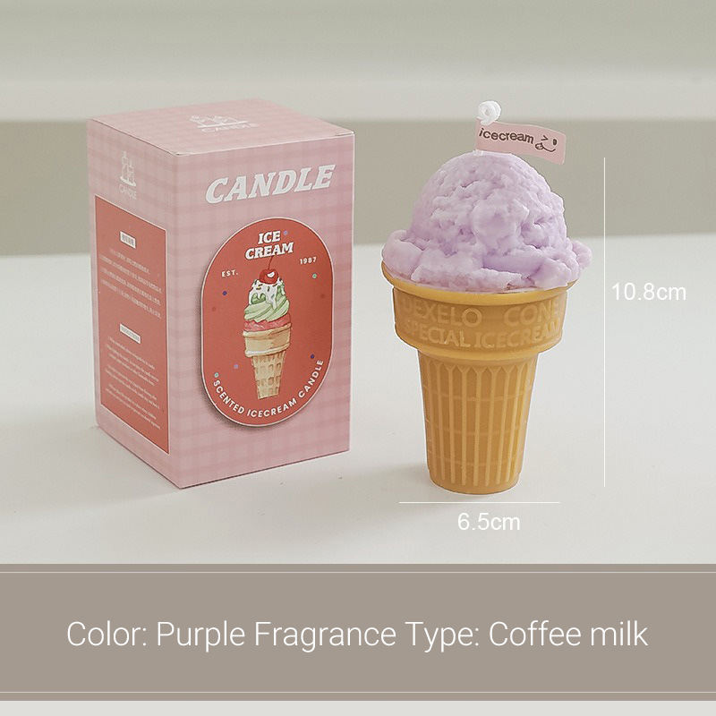 AIKUN Hot Selling Ins Handmade Ice Cream Cone Scented Candles Funny Food Aromatherapy Candle With Box for Gifts