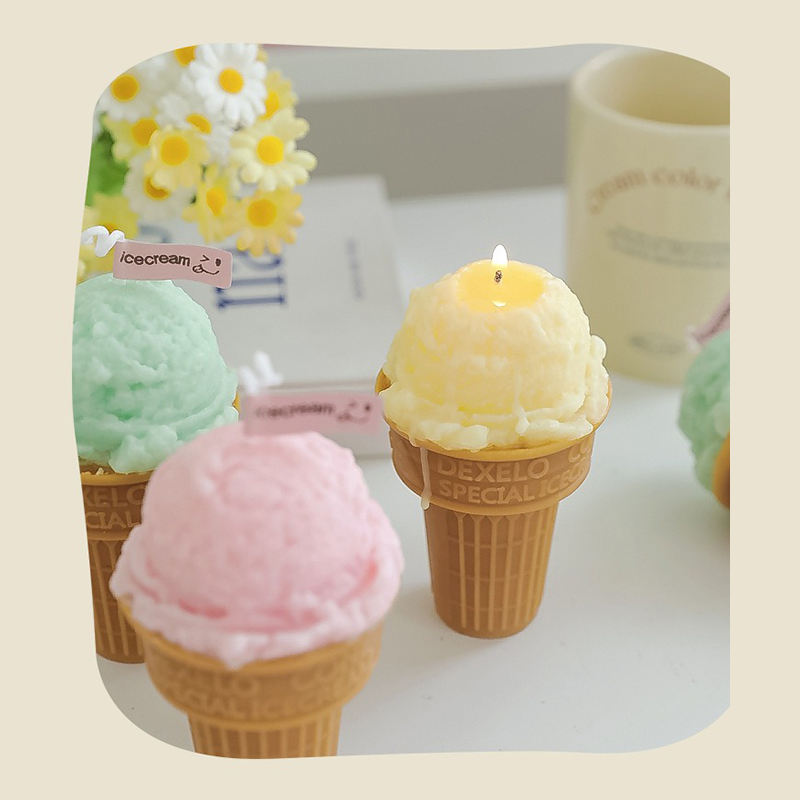 AIKUN Hot Selling Ins Handmade Ice Cream Cone Scented Candles Funny Food Aromatherapy Candle With Box for Gifts