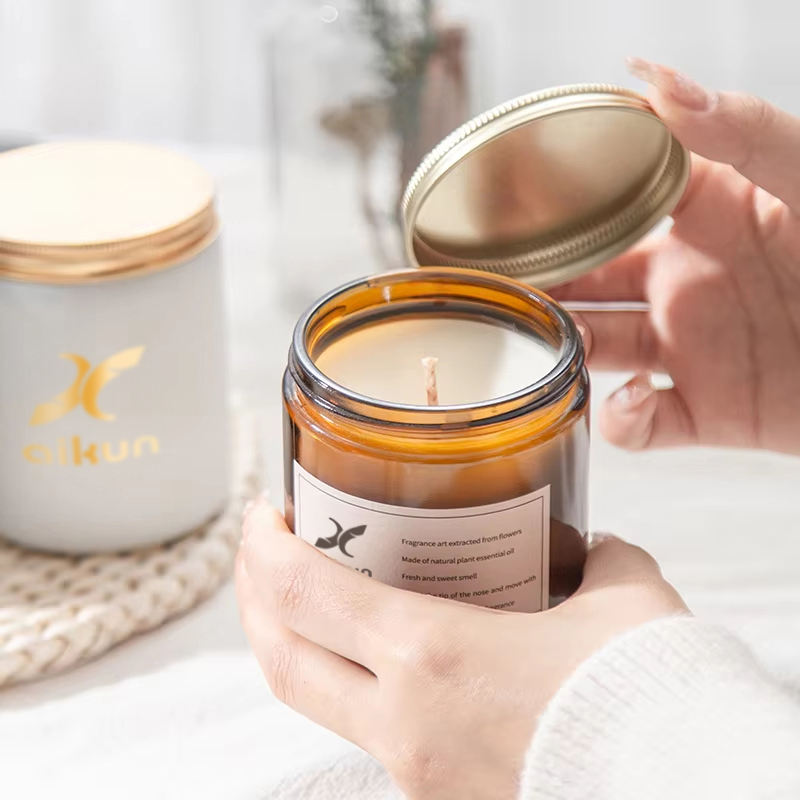AIKUN Handmade Essential Oil Personalized Box Scented Candles Set for Living Room Meditation Spa Use