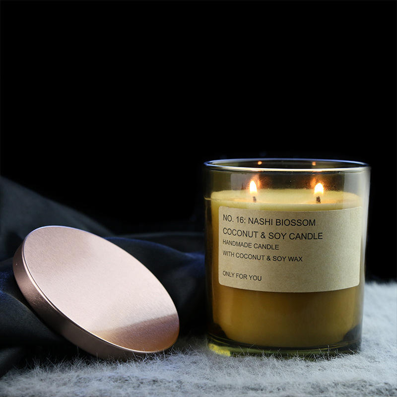 AIKUN Luxury Home Decorative Aromatherapy Candle Personalized Label Amber Glass Jar Scented Soy Wax Candles