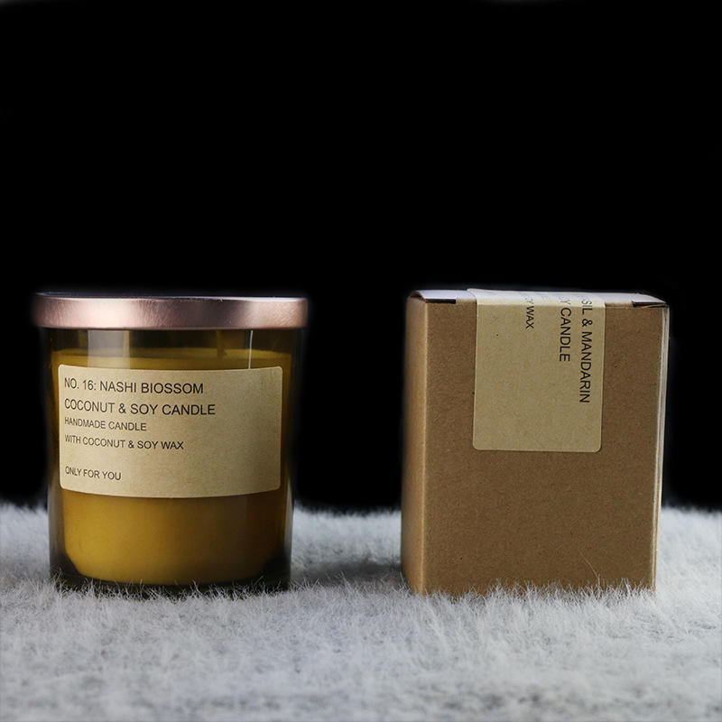 AIKUN Luxury Home Decorative Aromatherapy Candle Personalized Label Amber Glass Jar Scented Soy Wax Candles