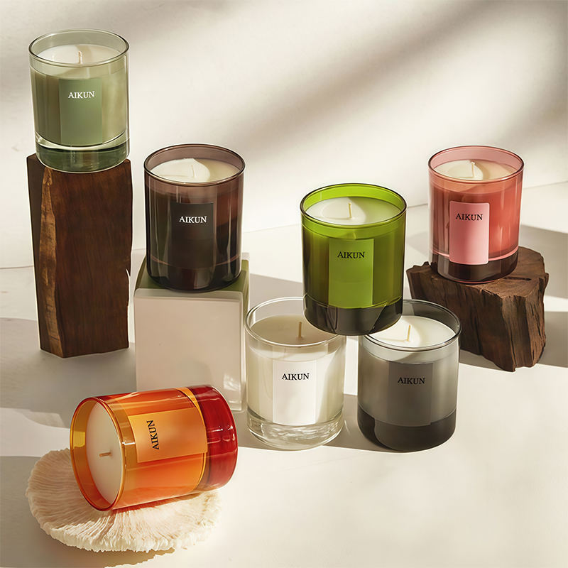 AIKUN Decorative Wax Personalization Colorful Glass Jar Aroma Luxury Scented Candle for Spa Therapy