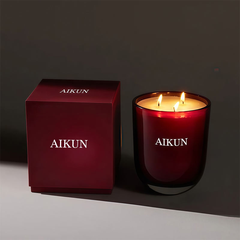 AIKUN Luxury Organic Soy Wax Box Personalization Glass Jar Fragrance Scented Candle for Wedding Decoration