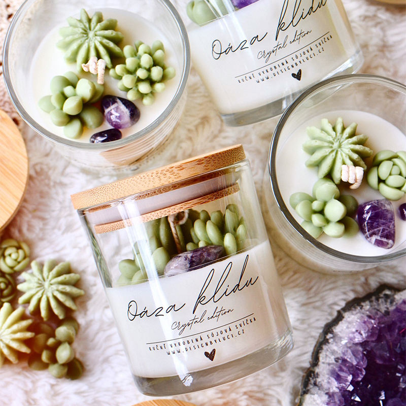 AIKUN 8oz Glass Candle Hot Sale Pumpkin Decor Colorful Gem Stone Jewelry Select Ring Scented Candle