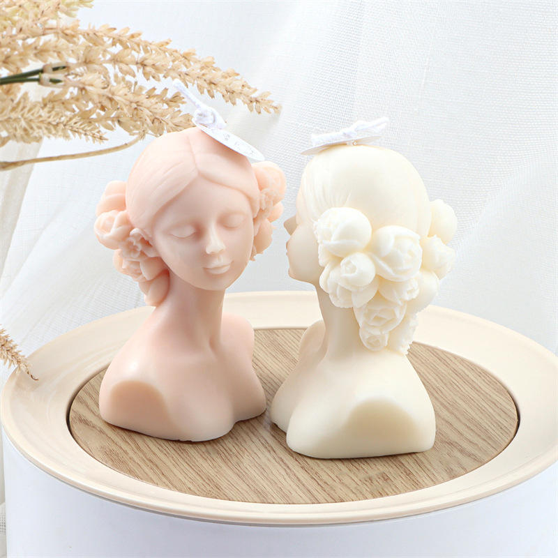 Aikun Blindfolded Flower Girl Character Avatar Girl Art Creative Kerze Scented Soy Wax Candle/Candel Large Home Decoration