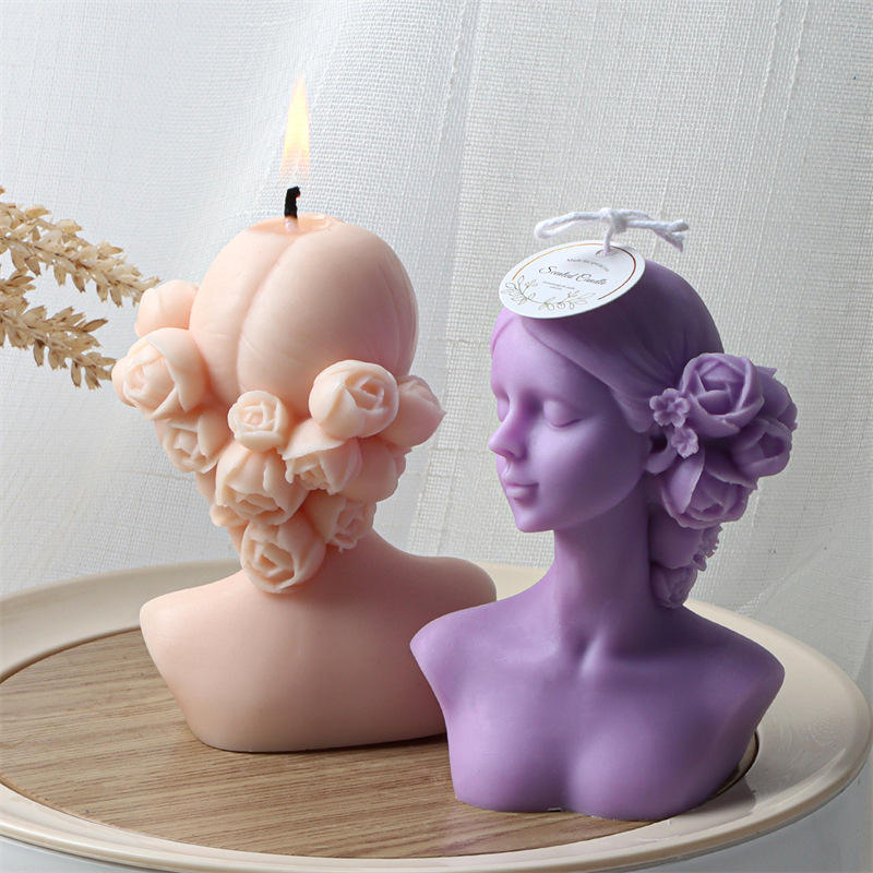 Aikun Blindfolded Flower Girl Character Avatar Girl Art Creative Kerze Scented Soy Wax Candle/Candel Large Home Decoration