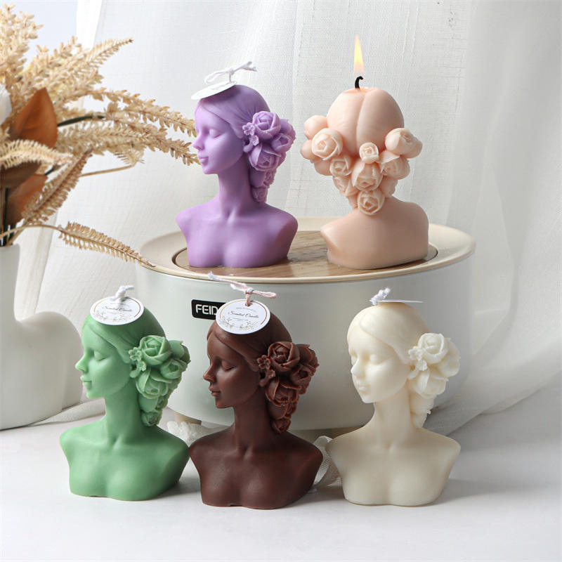Aikun Blindfolded Flower Girl Character Avatar Girl Art Creative Kerze Scented Soy Wax Candle/Candel Large Home Decoration