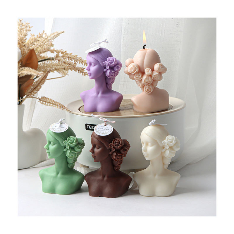 Aikun Blindfolded Flower Girl Character Avatar Girl Art Creative Kerze Scented Soy Wax Candle/Candel Large Home Decoration