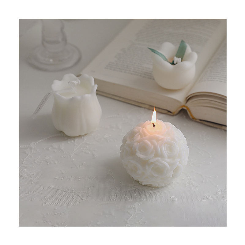 Luxury Rose Flower Ball Scented Home Decorative Aromatic Candles Valentine\'s Day Gift Wedding Soy Wax Candle