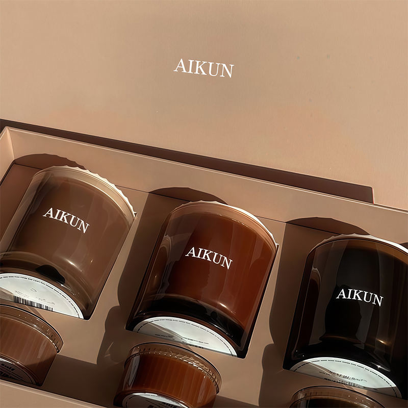 AIKUN Handmade Glass Cup Fragrance Personalization Scented Candle Set for Living Room Wedding Gift Meditation Yoga
