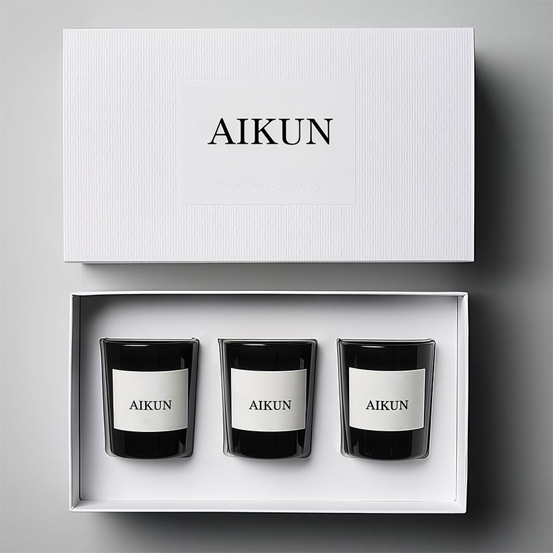AIKUN Luxury Soy Wax Jar Label Personalization Scented Candles Set for Home Decor Relaxation Spa Aromatherapy