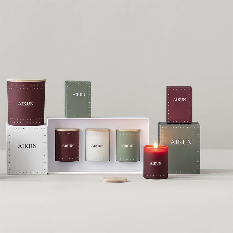AIKUN Luxury Soy Wax Jar Label Personalization Scented Candles Set for Home Decor Relaxation Spa Aromatherapy