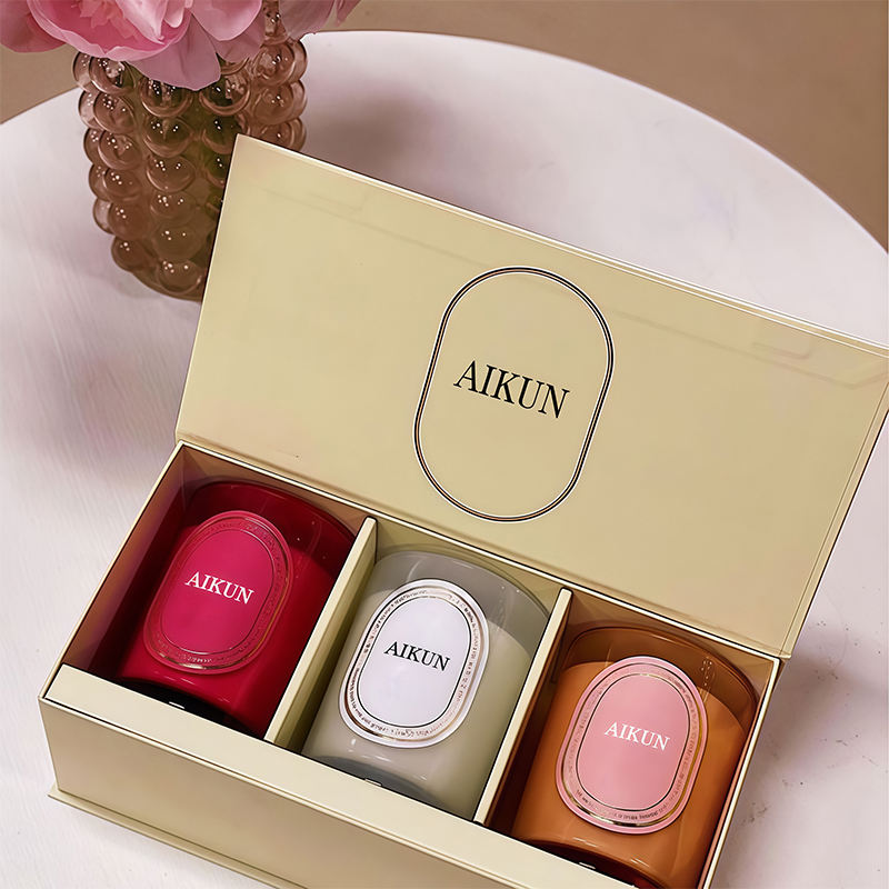 AIKUN Luxury Soy Wax Jar Label Personalization Scented Candles Set for Home Decor Relaxation Spa Aromatherapy