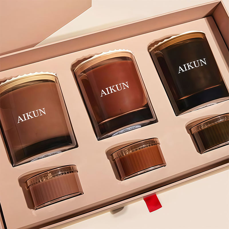 AIKUN Handmade Glass Cup Fragrance Personalization Scented Candle Set for Living Room Wedding Gift Meditation Yoga