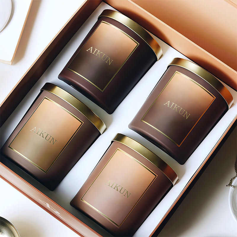 AIKUN Handmade Glass Cup Fragrance Personalization Scented Candle Set for Living Room Wedding Gift Meditation Yoga